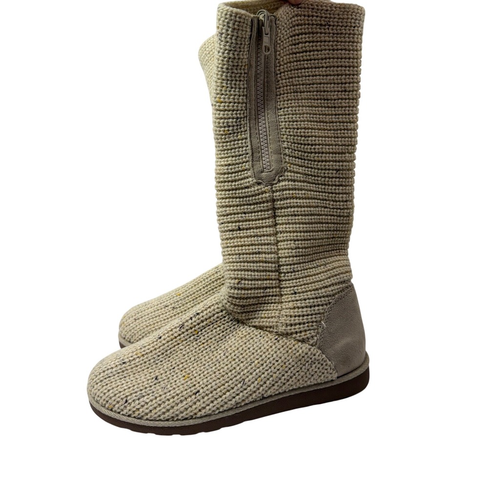 S.O. Kappa Oatmeal Knit Suede Zip Tall Boots Women's Size 9 Hippie Chic Bohemian